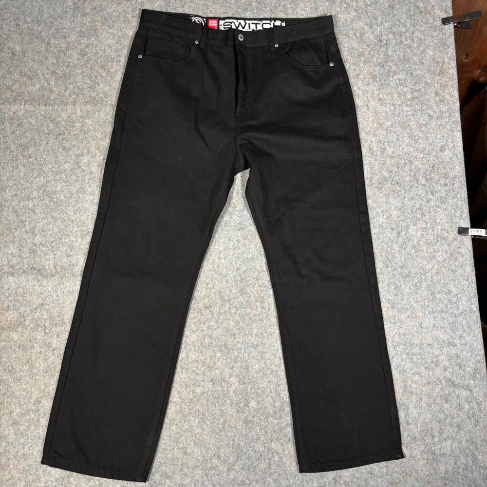 Switch New York & Co Jeans Mens 40x32 Black Straight Leg Cotton Denim Pants